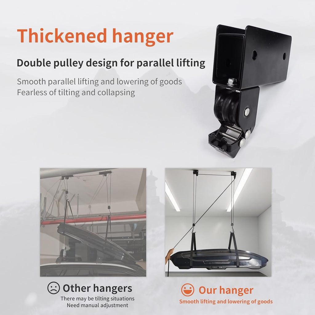 2026 upgrade cargo box garage pulley system, heavy-duty, close-up detail