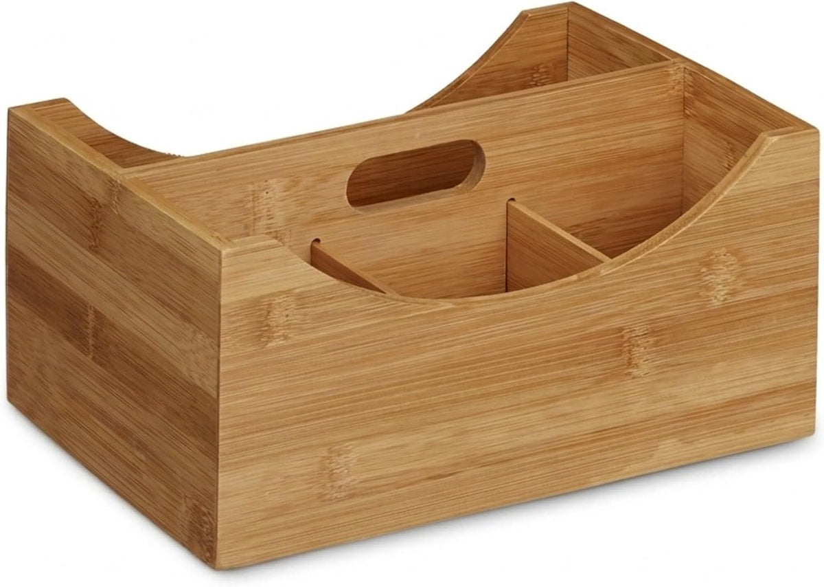 Relaxdays Bamboo Desk Organizer, Stationery Pen Holder, Office File Sorter Ca...