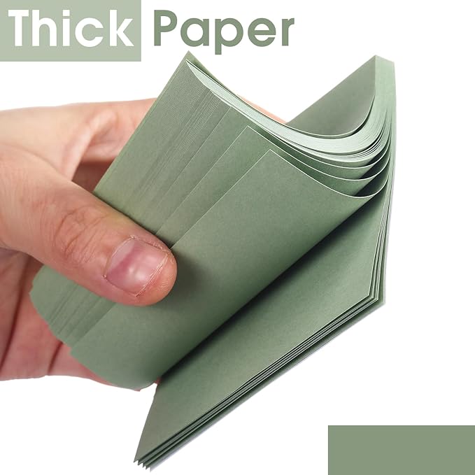 Thenshop 12 Pads Sage Green Sticky Notes 3''x3'', Self Stick Notes Pads Sage - Image 3