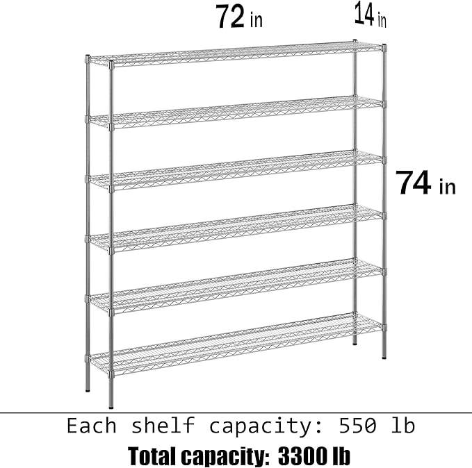 Regal Altair 14" Deep x 72" Wide x 74" Height Wire Shelving Kit | 6-Tier | NSF - Image 3