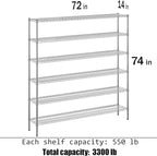 Regal Altair 14" Deep x 72" Wide x 74" Height Wire Shelving Kit | 6-Tier | NSF - Image 3