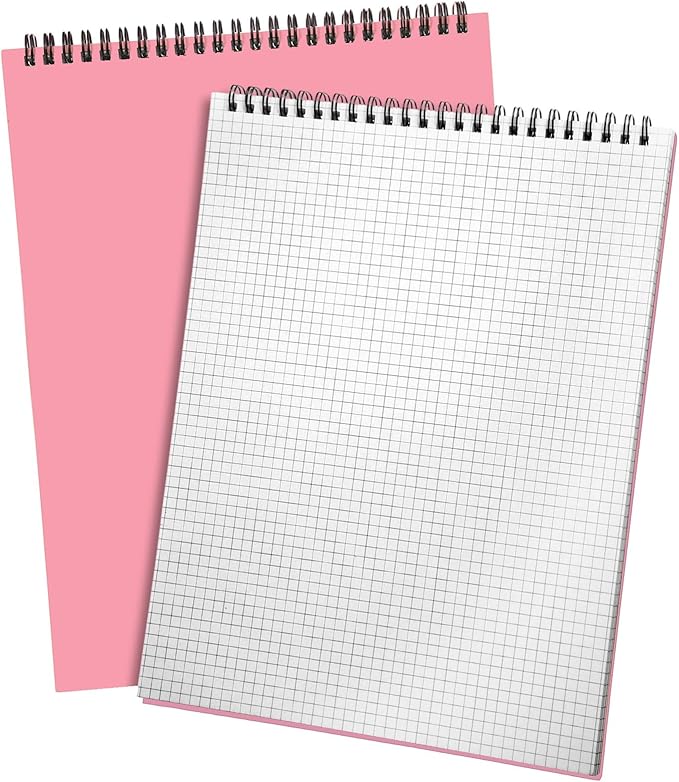 Engrowtic 1 Pack Top Spiral Graph Paper Notebooks 8.7 X11.4 Inch A4 Grid Paper by Engrowtic