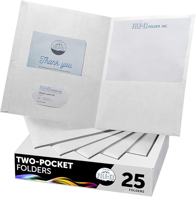 FILE-EZ Two-Pocket Folders, Textured Paper, Letter Size by FILE-EZ
