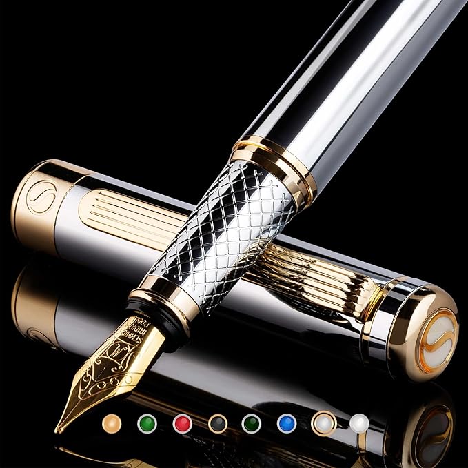 Scriveiner Personalized Silver Chrome Fountain Pen - Image 7