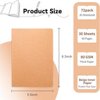 72 Pack Blank Kraft Notebooks, 8.3x5.5 Inches A5 Small Journals Bulk Blank - Image 2
