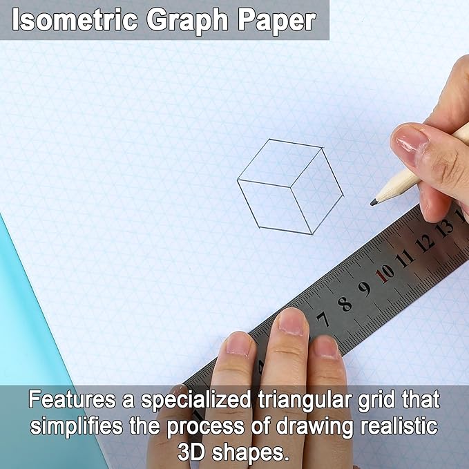 2 Pack 100 Sheets 11" x 17" Isometric Graph Paper Pad Landscape - Image 3