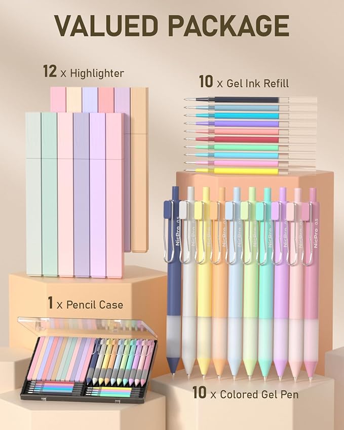 Nicpro 33PCS Aesthetic Highlighter and Gel Pen set - Image 2