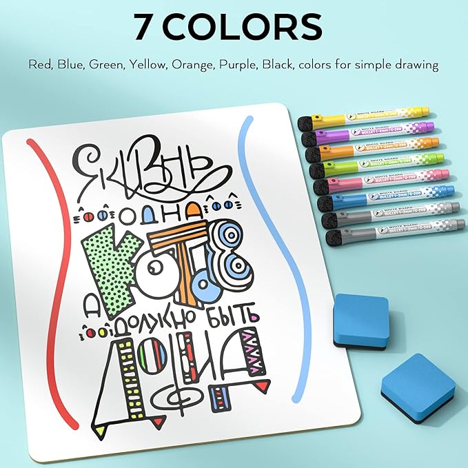 Nicpro Dry Erase Lap Board 12 x 16 inches 2 Pack Kid Double Sided Blank Small - Image 4
