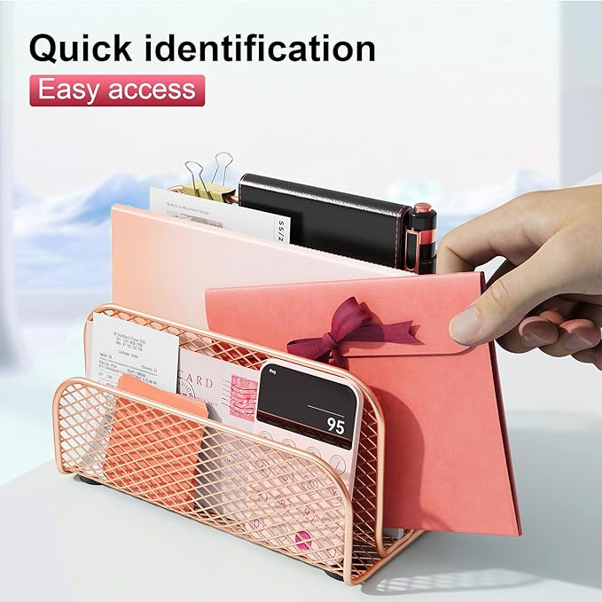 gianotter Mail Organizer Countertop, Metal File Holder - Image 4