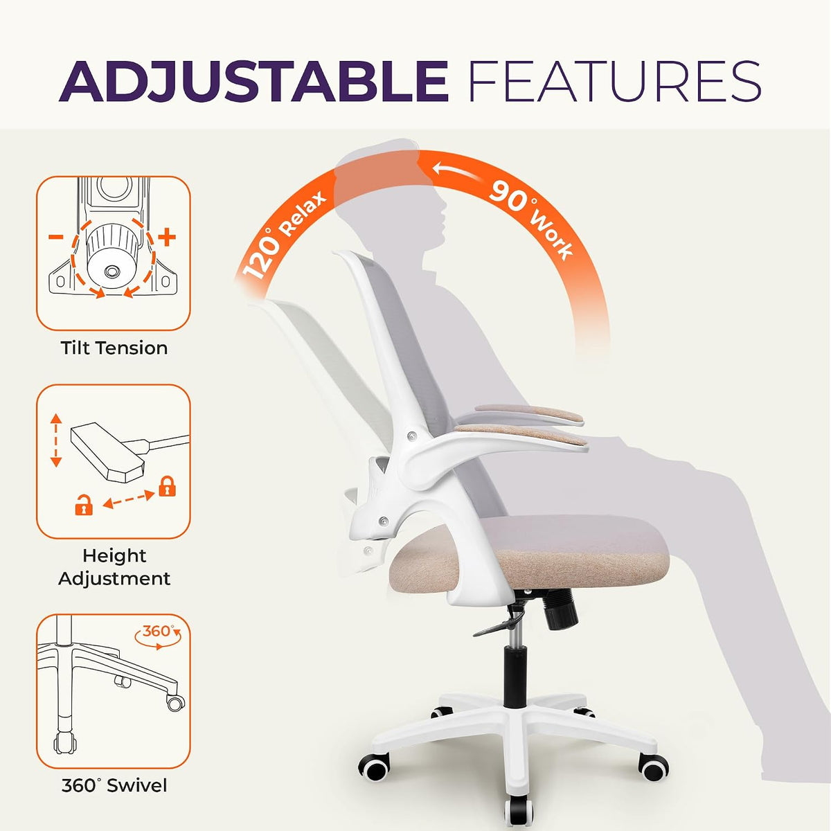 neo chair office desk chair, ergonomic mesh with showing dimensions
