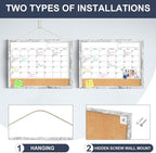 Dry Erase Calendar for Wall, 17x13 Inches Whiteboard Calendar Cork Board Combo - Image 2