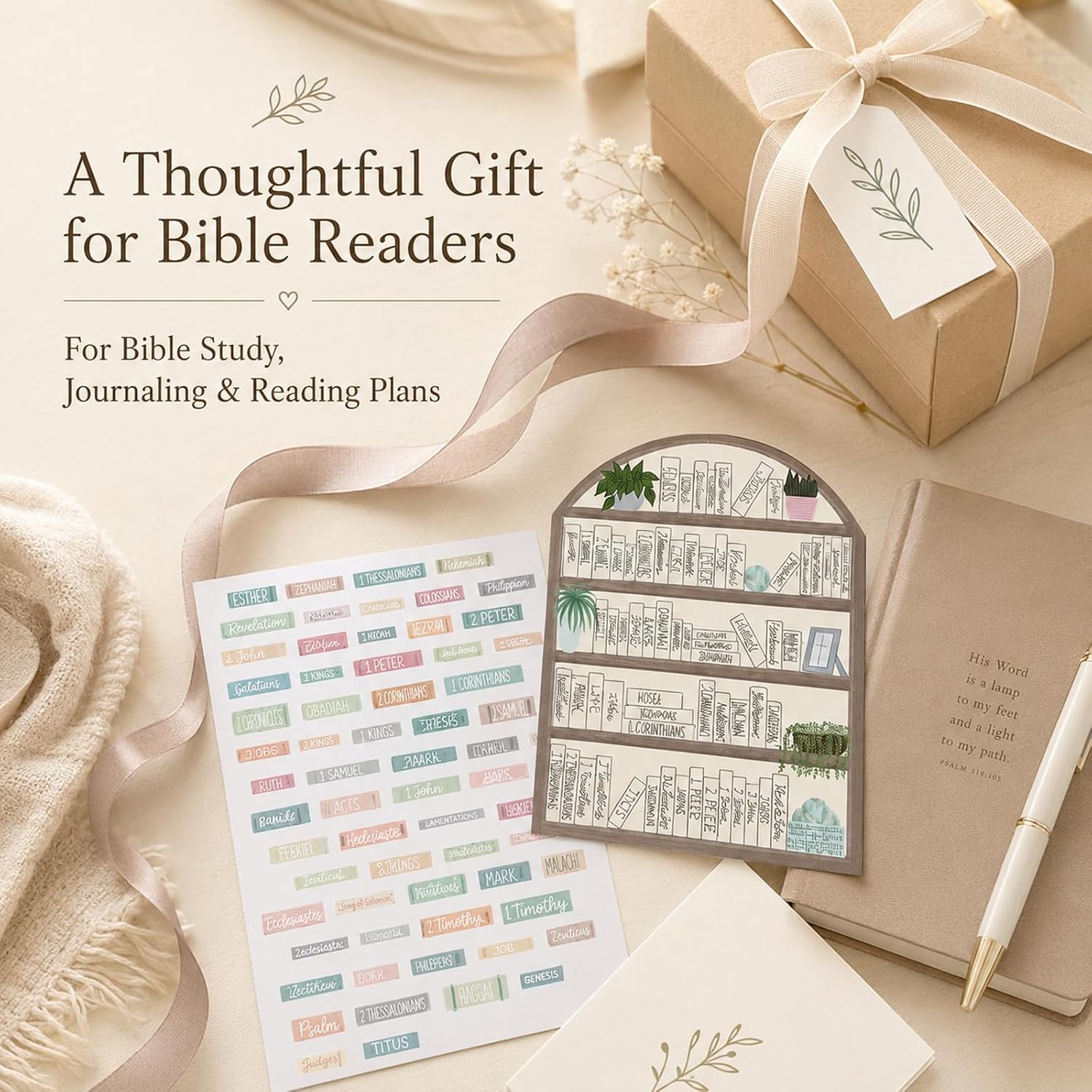 Bible Reading Tracker Bible Labels Bible Study Stickers Bible Study Supplies Unique Gifts for Bible Readers Beginning the Journey of Deeper Reading in the Bible (Macaron Bookshelf)
