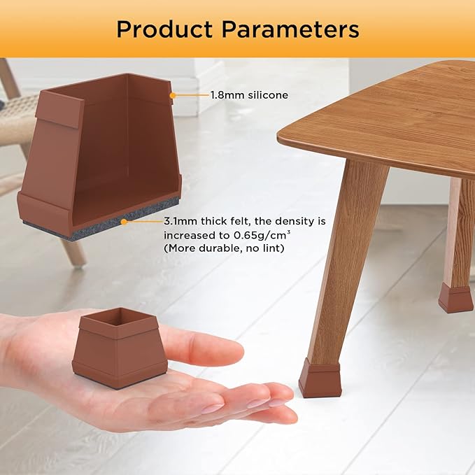16 PCS Square Chair Leg Floor Protector, Silicone Chair Leg Cover, Furniture - Image 5