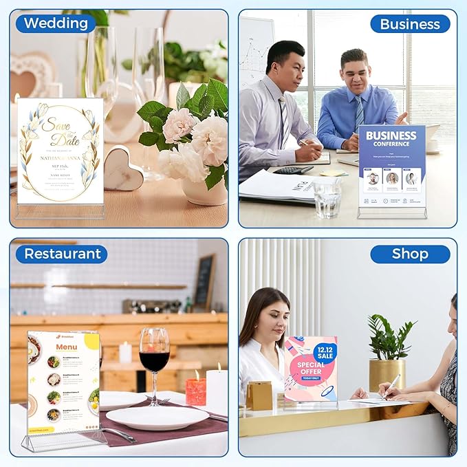 Smarpau Acrylic Sign Holder 4x6, 16 Pack Double-Sided Picture Frames Display - Image 6