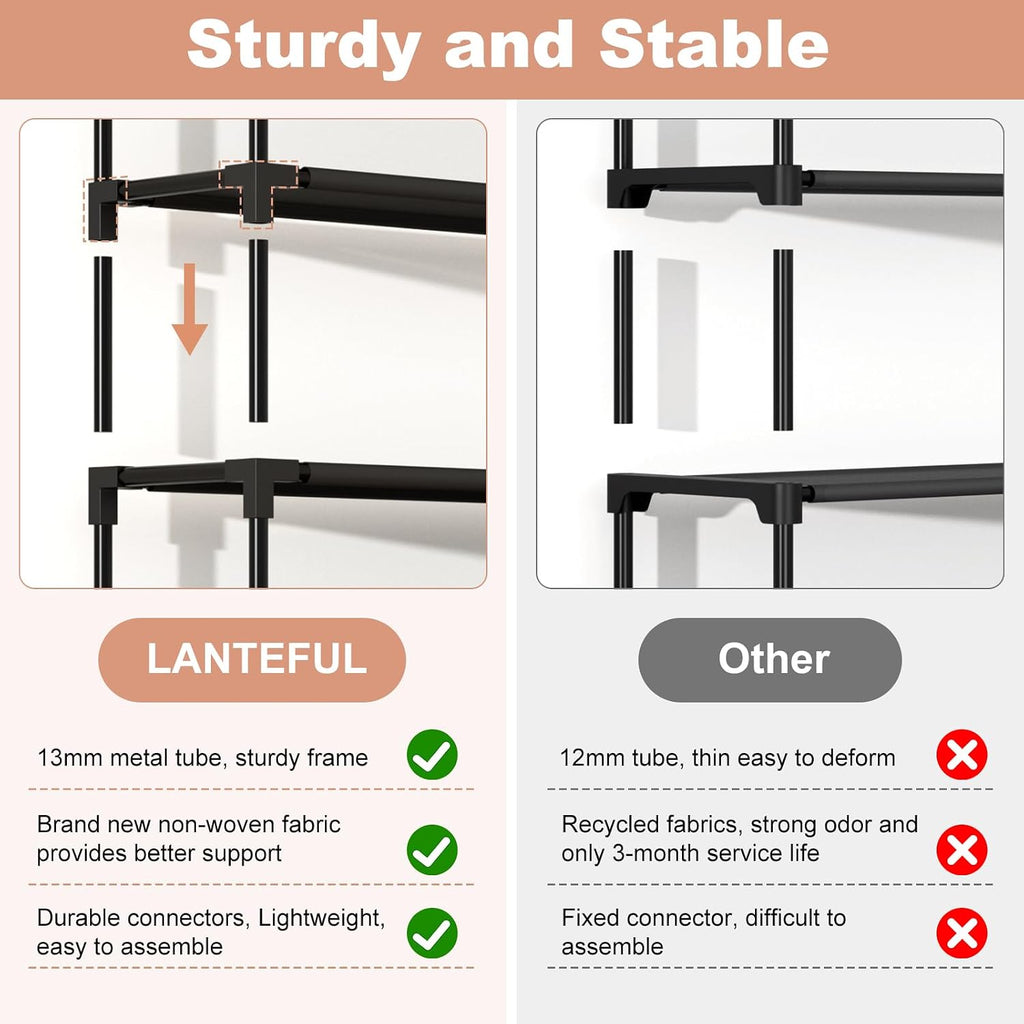 lanteful shoe rack with covers - 10 tiers on a desk or shelf