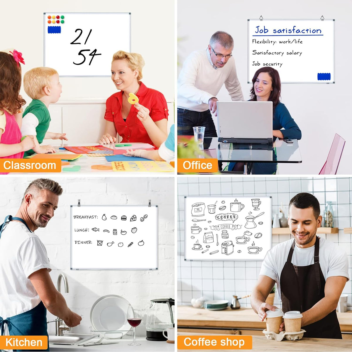 H-Qprobd White Board Dry Erase Whiteboard for Wall 24x18 (3pcs) Magnetic Boar...