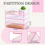 Harloon 4 Tier Acrylic Paper Tray 12.4 x 8.7 x 2.7 Inches Stackable Letter - Image 2