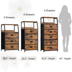 Furnulem Nightstand with 3 Drawers and 2-Tier Shelf, Fabric Small Dresser - Image 7