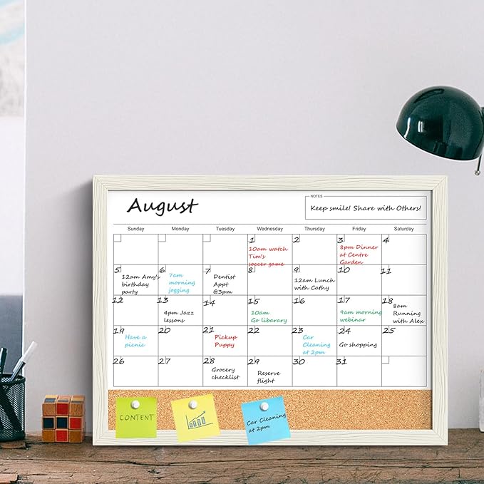 Calendar Whiteboard for Wall, 18x24 Inches Whiteboard Calendar Cork Board Combo - Image 8