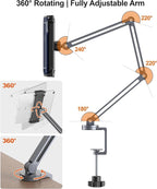 YICOSUN Tablet Arm Mount with Super Grip, Adjustable Foldable Holder & Heavy - Image 2