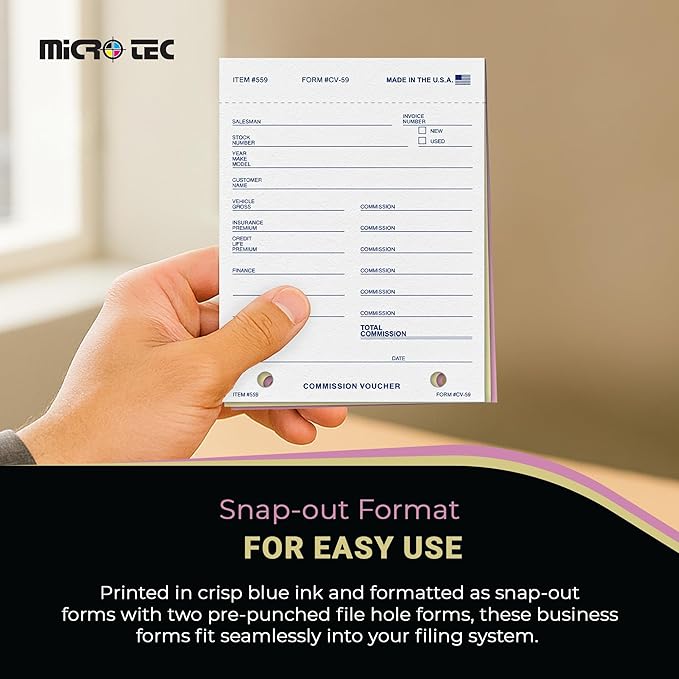 Commission Voucher Book CV-59-3 Part Carbonless Forms, Triplicate NCR Receipt - Image 5
