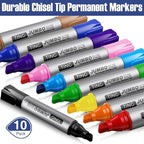 Fuutreo 10 Pack Jumbo Permanent Markers Bulk Large Chisel Tip Permanent Markers - Image 2