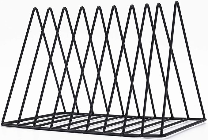 Sooyee 9 Slot Black Magazine Holder, Desktop File Sorter Organizer Triangle by Sooyee