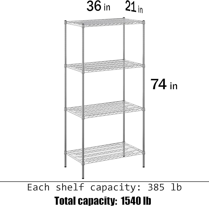 Regal Altair 21" Deep x 36" Wide x 74" Height Wire Shelving Kit | 4-Tier | NSF - Image 3