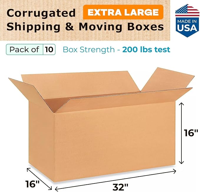 Extra Large Shipping & Moving Boxes 32x16x16 inches - Image 2