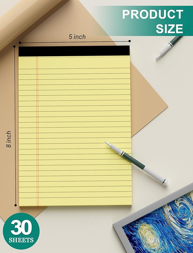 Legal Pads 5x8 Inch 12 Pack Yellow Note Pads 5x8 College Ruled Notepad - Image 2