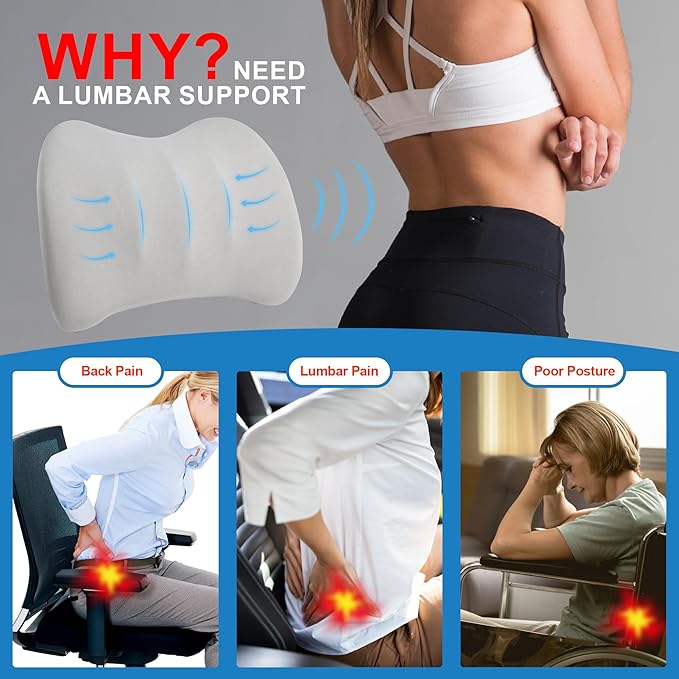 Lumbar Support Pillow for Car, Memory Foam Lumbar Pillow for Lower Back Pain - Image 3