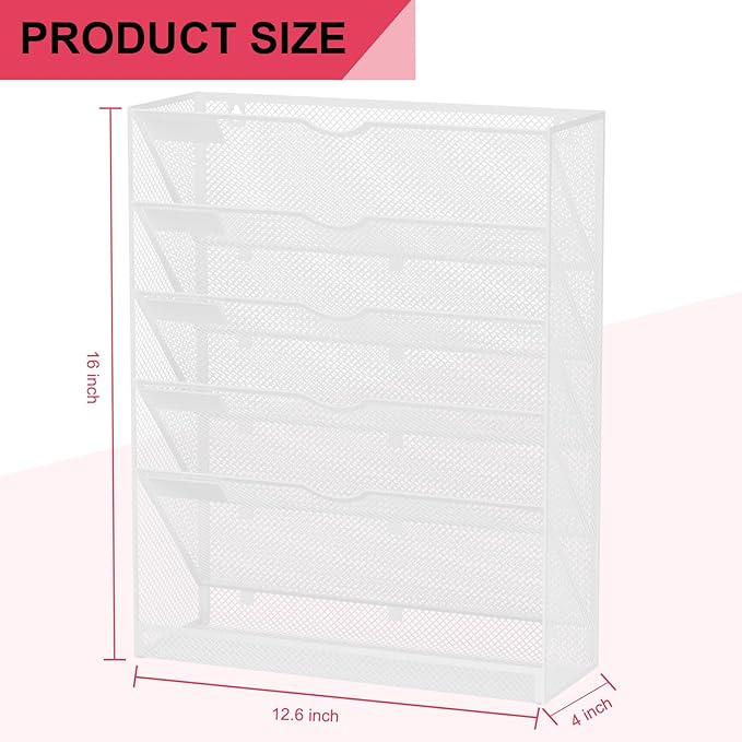 GDINDINFAN Hanging Wall File Organizer 6 Tier Wall Mounted File Holder Document - Image 3