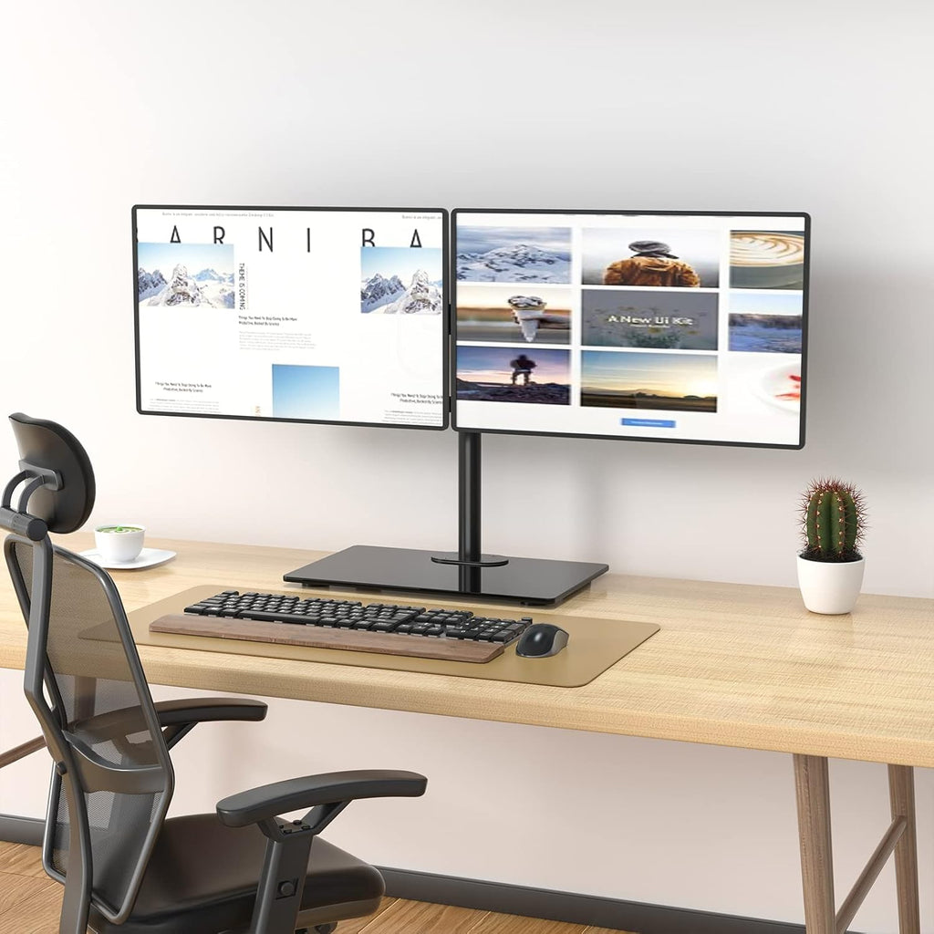 wali free standing dual monitor stand, height adjustable, package contents