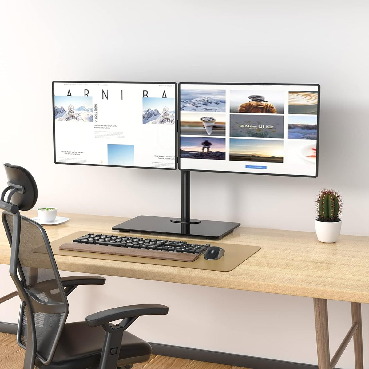 wali free standing dual monitor stand, height adjustable, package contents