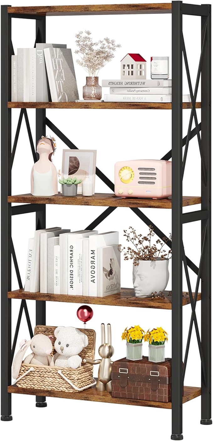 Homeiju 5-Tier Bookshelf, Wood Bookcase, Book Shelf by Homeiju