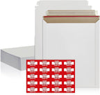 25 Pack 12.75x15 Inches Rigid Mailers – Self Adhesive White Cardboard Mailers – by FLEXTRIBE