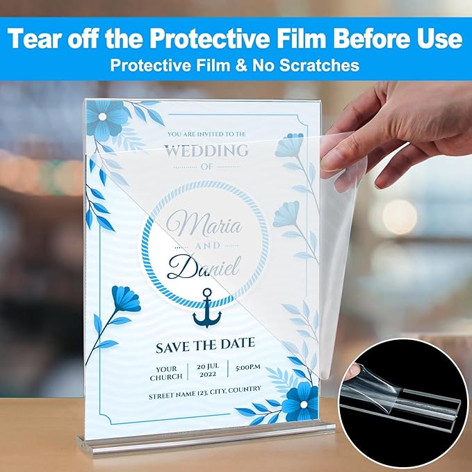 EHWINE Acrylic Sign Holder 8.5 x 11, 18 Pack Double-Sided Stand up Table Top - Image 3