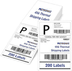 METRONIC Thermal Labels 4x6 200 Labels Fanfold Direct Shipping Label by METRONIC