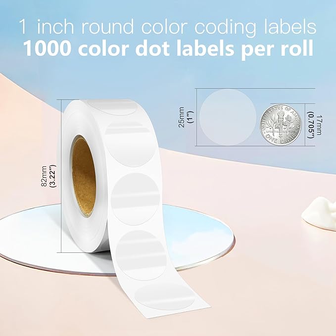 1 Inch Round Color Coding Labels, 1000 Dots Per Roll Transparent Color Coded - Image 2