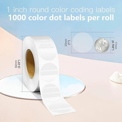 1 Inch Round Color Coding Labels, 1000 Dots Per Roll Transparent Color Coded - Image 2