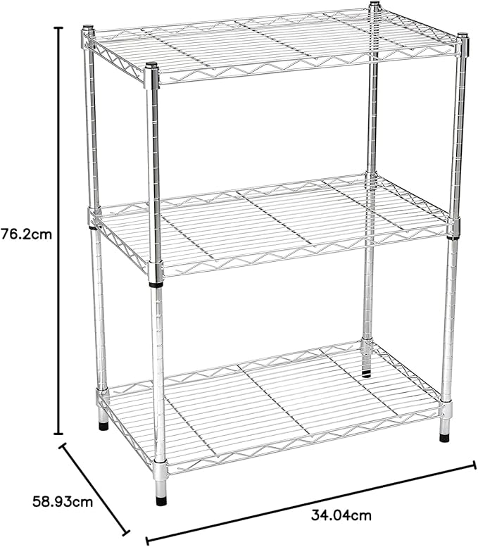 Amazon Basics 3-Shelf Adjustable Heavy Duty Steel Wire Rack Storage Shelving - Image 3
