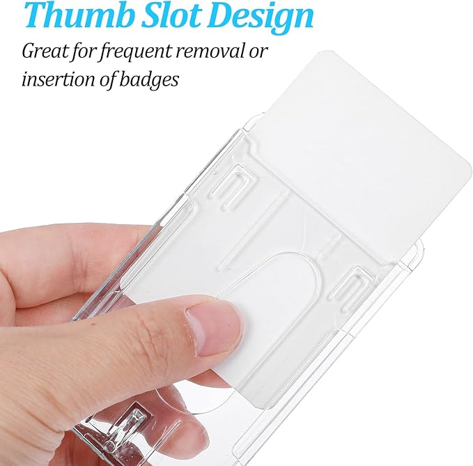 32 Pack Vertical 2-Card ID Badge Holde, Heavy Duty Plastic Badge Holders - Image 4