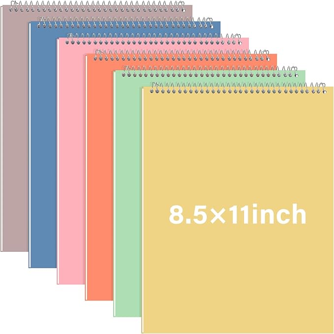 Maitys 6 Pcs Legal Pad Steno Spiral Notebook 8.5" x 11" Top Bound Spiral Pads by Unknown