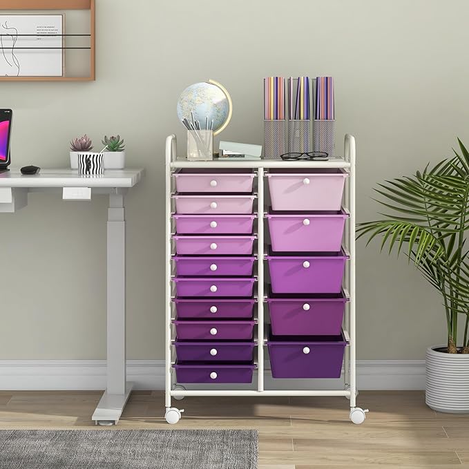 LDAILY 15 Drawer Rolling Storage Cart, Rolling Cart - Image 9