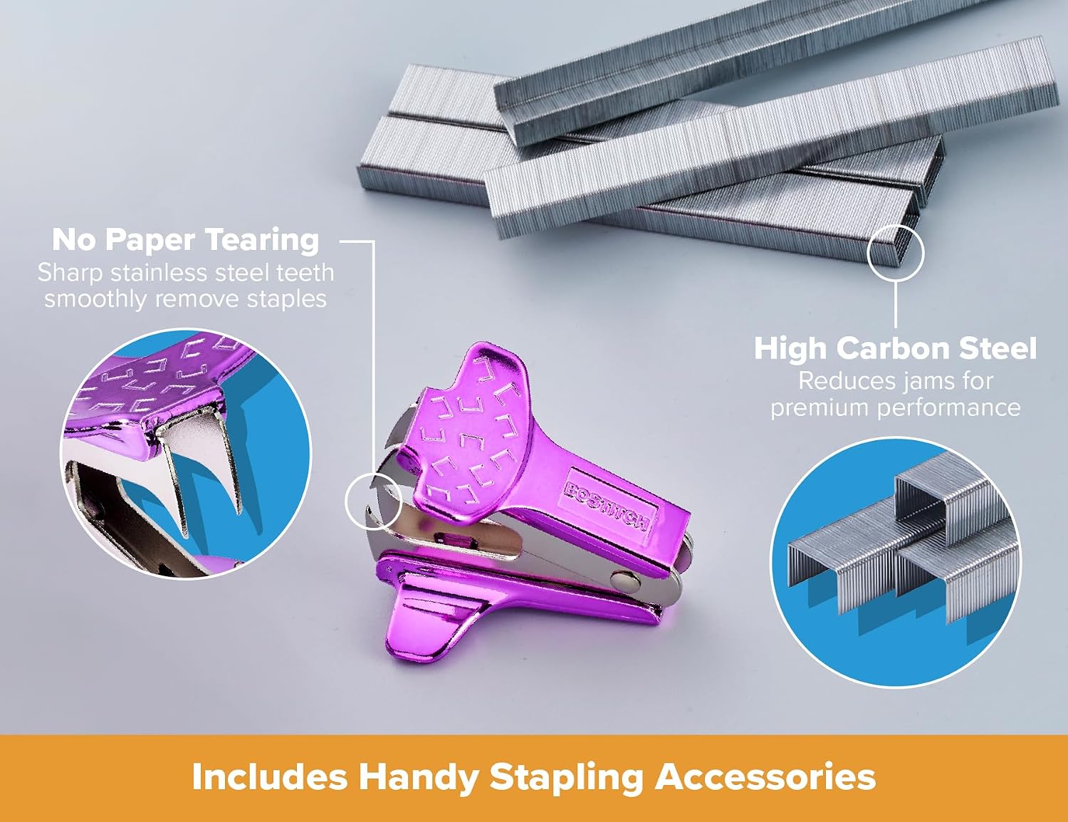 Bostitch Heavy Duty Stapler Value Pack, 40 Sheet Capacity, Purple