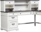 Liberty Furniture Allyson Park Opt L Shaped Desk Set with Locking File Drawer Cottage Home Office Storage - Wirebrushed White, Charcoal Tops Oak Wood