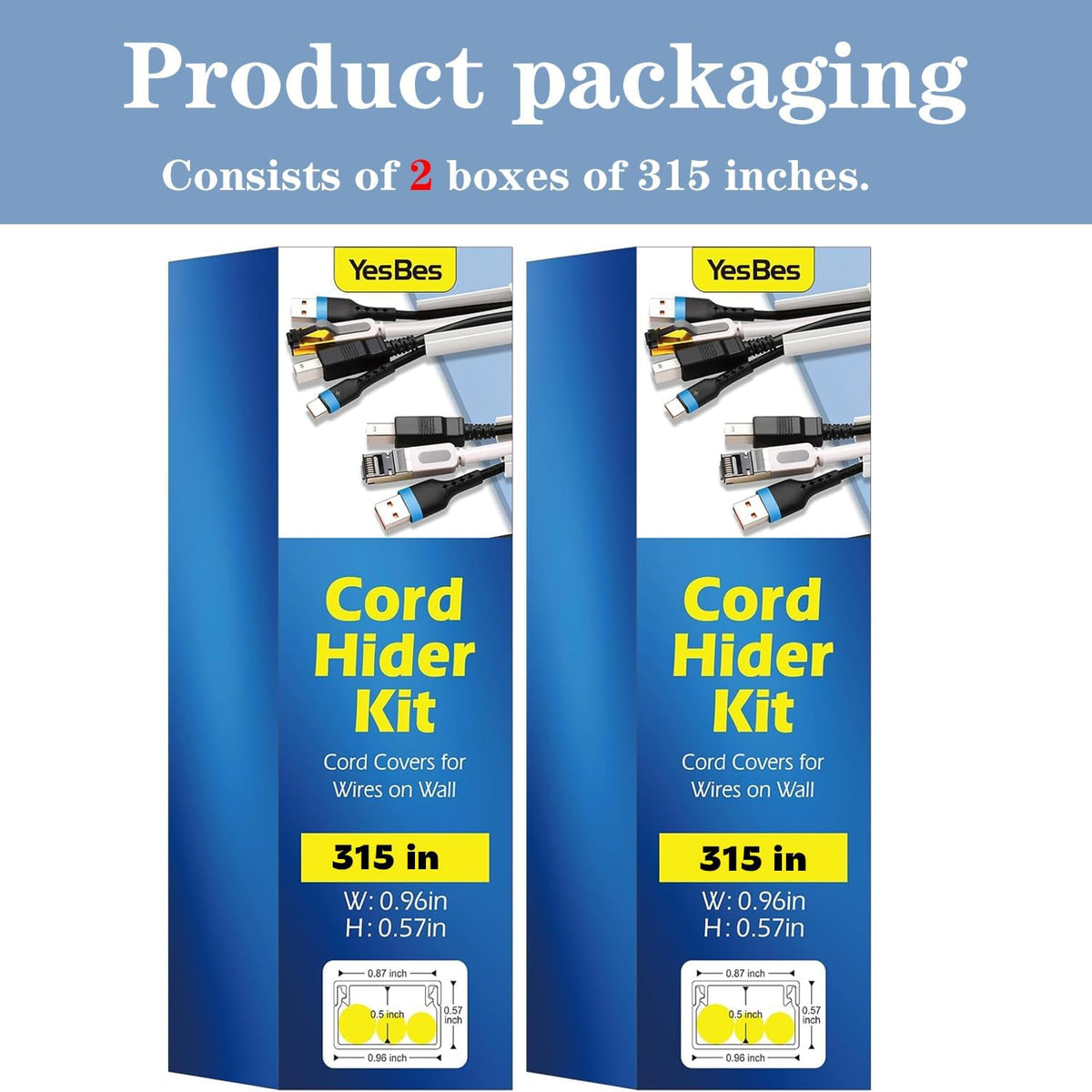 630in Cord Hider Kit, Paintable Cable Raceway, Cord Covers for Wires on Wall,...