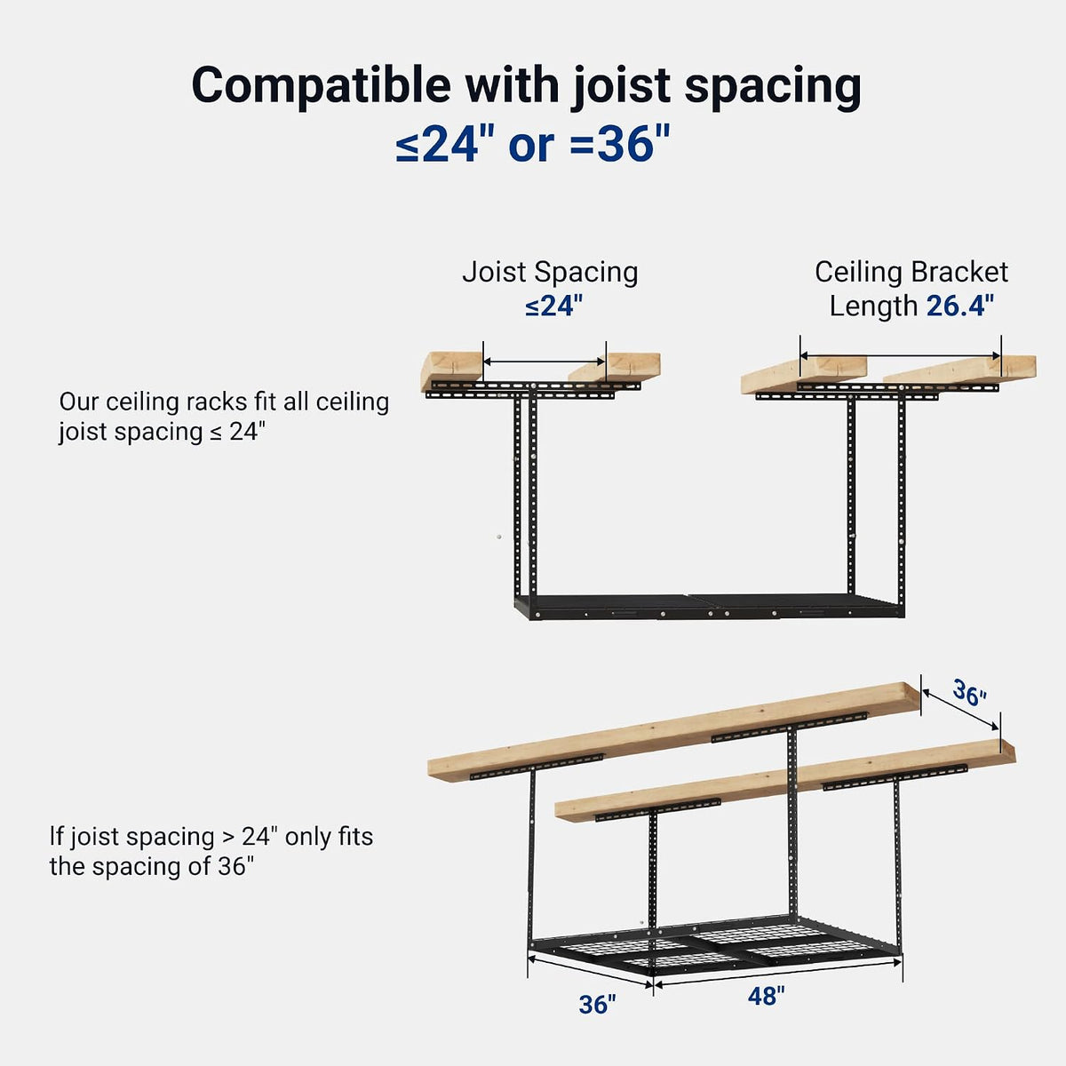 fleximounts 3x4 overhead garage ceiling storage rack organization shown in use