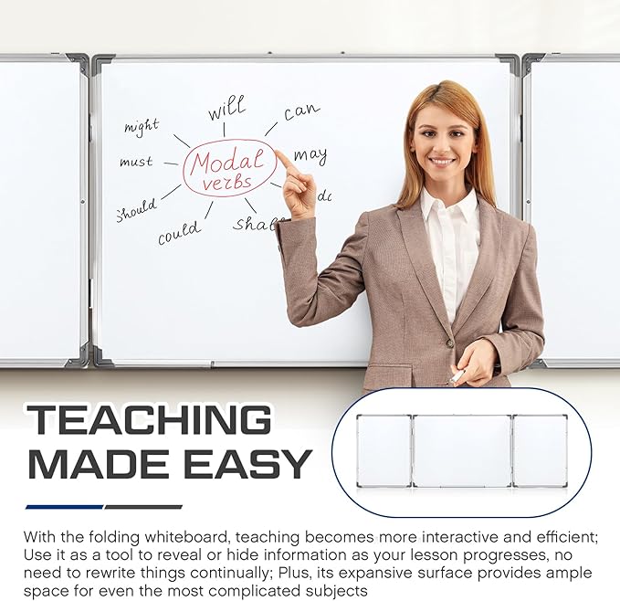 72" x 24" Foldable Whiteboard Dry Erase Board Large Tri Folding Whiteboard - Image 4