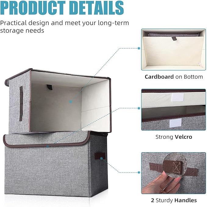 Bagnizer Large 22 Quart Linen Fabric Foldable Storage Bin Cube Organizer Basket - Image 2